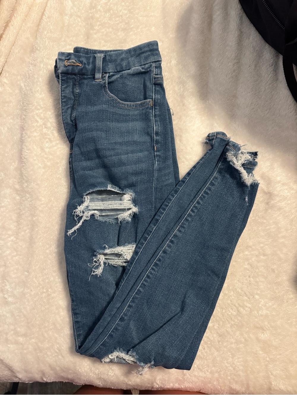American Eagle Outfitters Blue Ripped Skinny Jeans